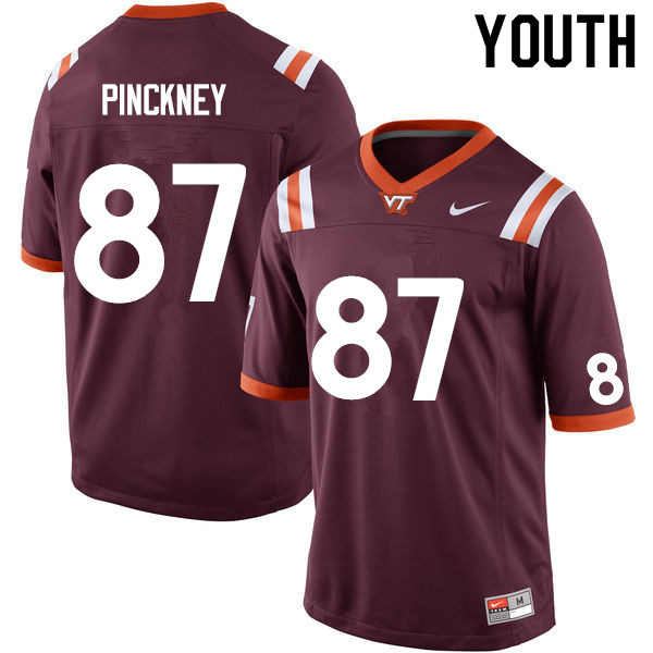 Youth #87 Jacoby Pinckney Virginia Tech Hokies College Football Jerseys Sale-Maroon - Click Image to Close